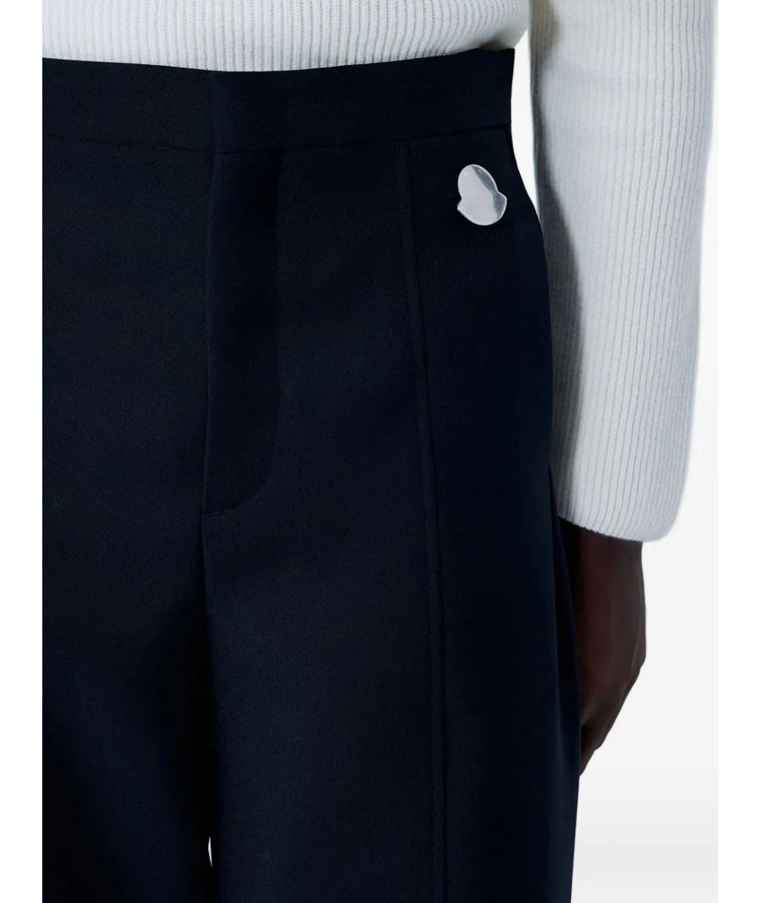 MONCLER Синие шерстяные повседневные брюки, фото 4
