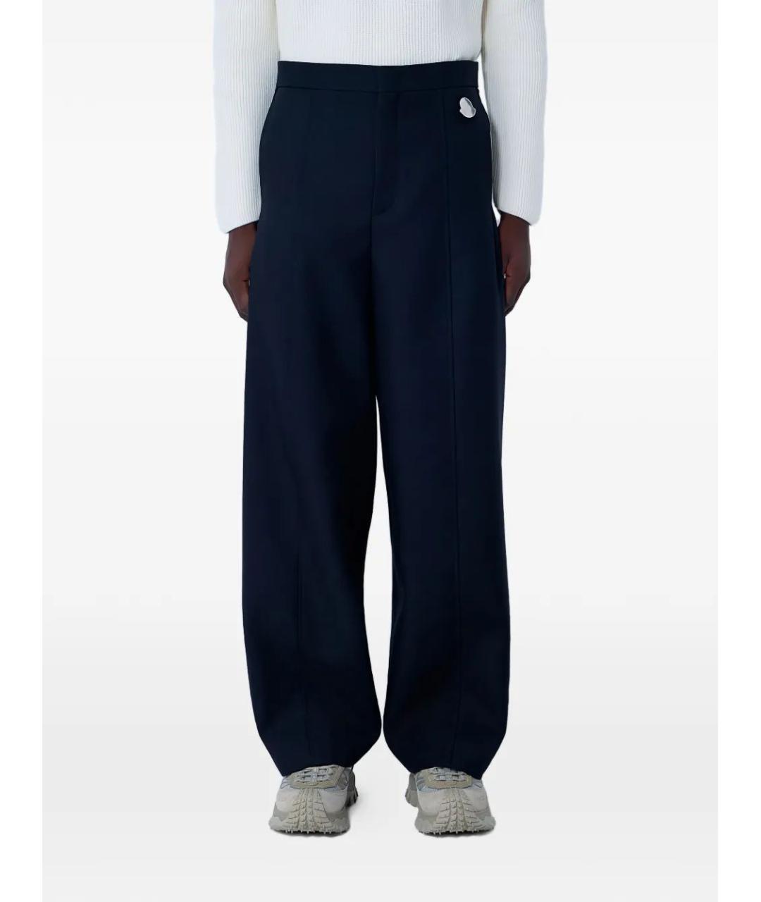 MONCLER Синие шерстяные повседневные брюки, фото 5