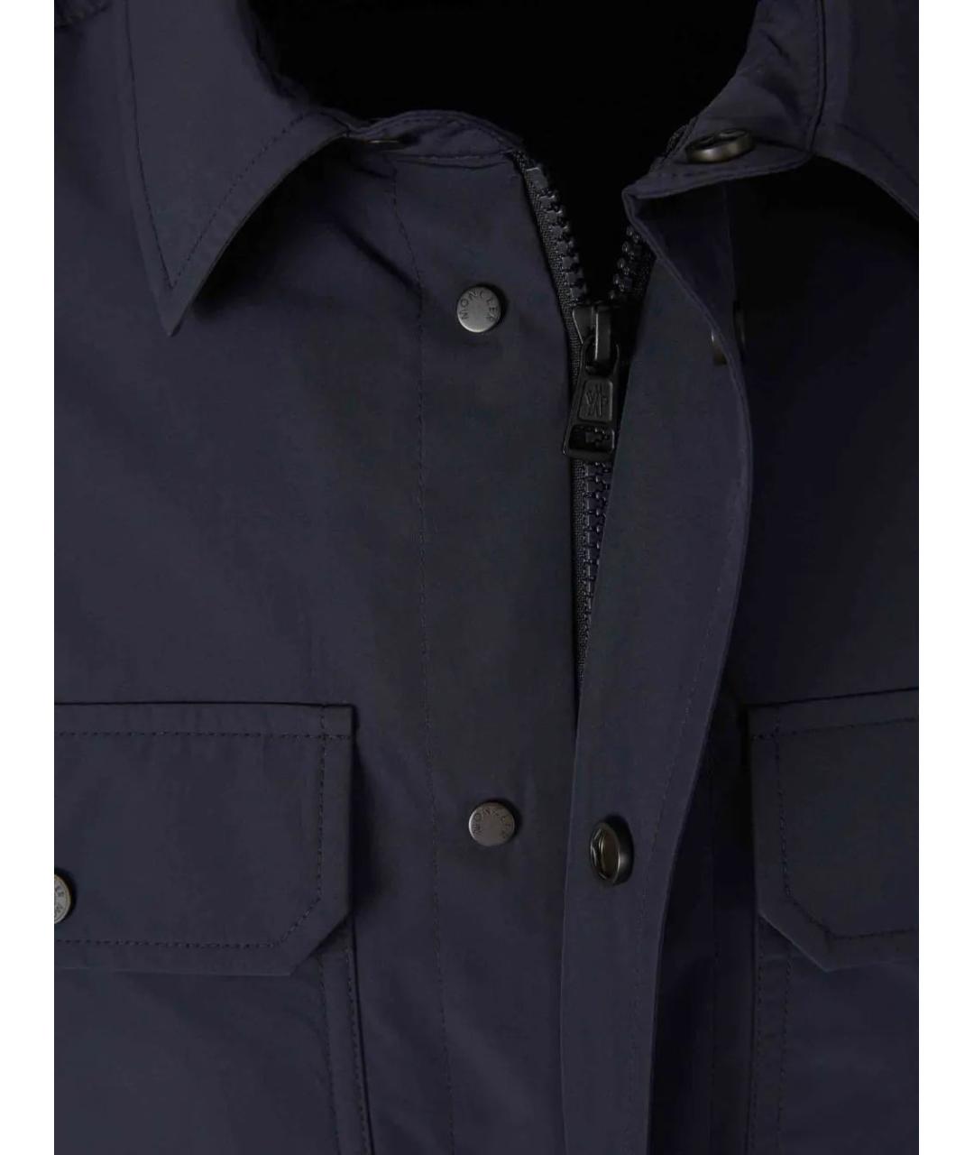 MONCLER Темно-синяя хлопковая кэжуал рубашка, фото 3