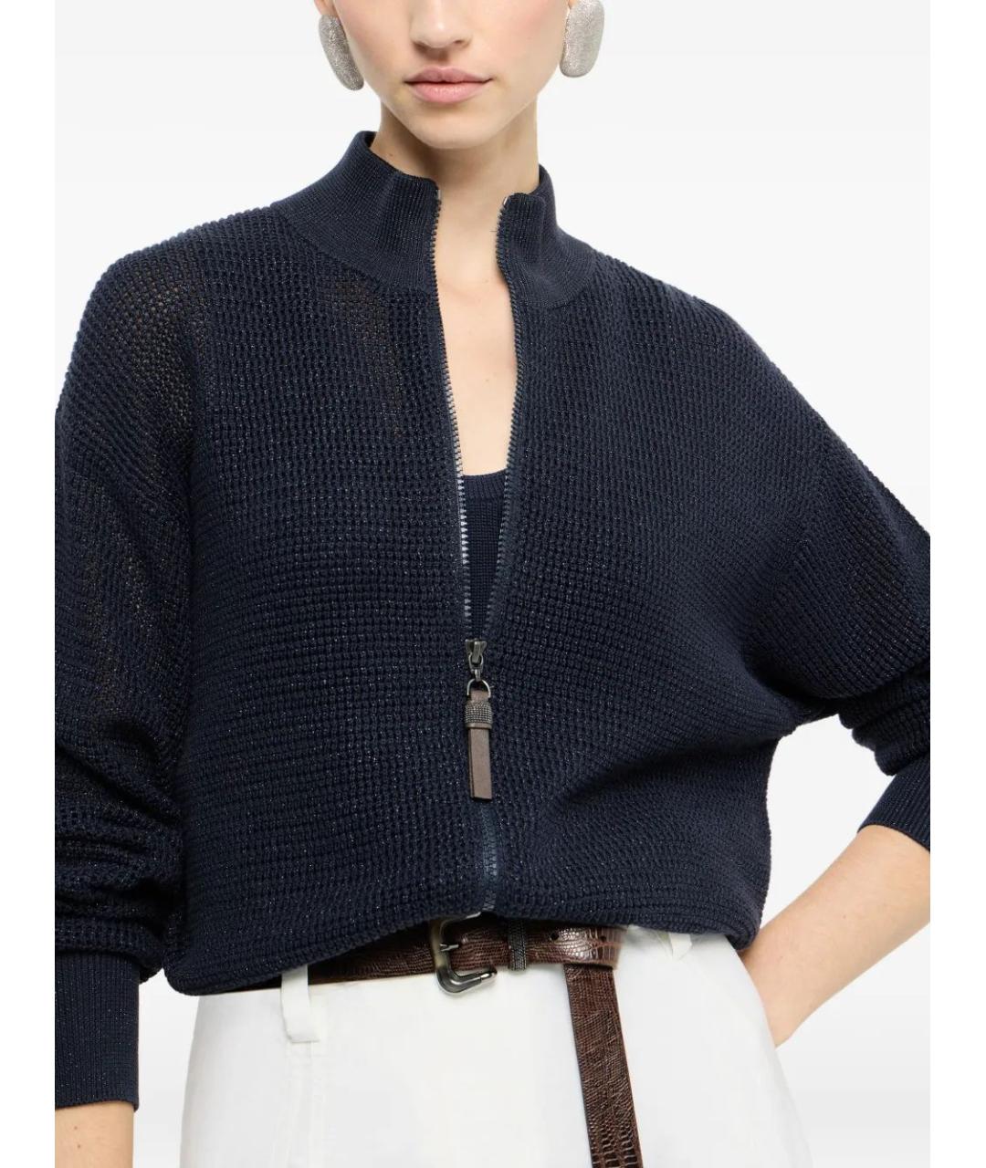 BRUNELLO CUCINELLI Темно-синий хлопковый кардиган, фото 5