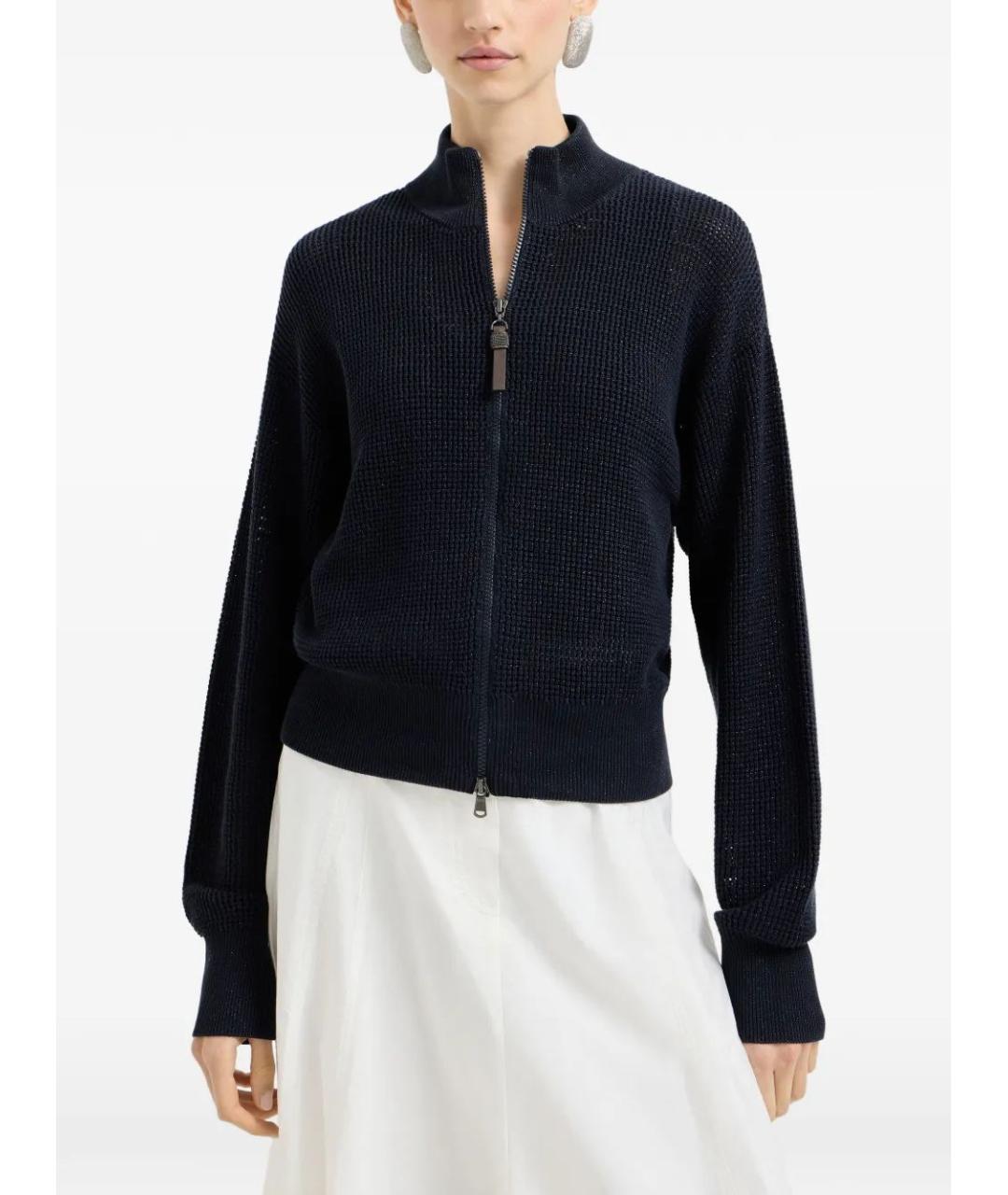 BRUNELLO CUCINELLI Темно-синий хлопковый кардиган, фото 3