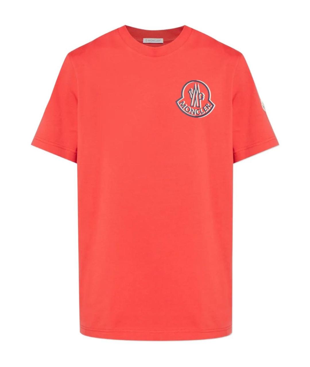MONCLER Красная хлопковая футболка, фото 1