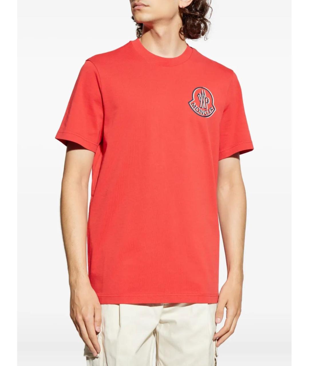 MONCLER Красная хлопковая футболка, фото 2