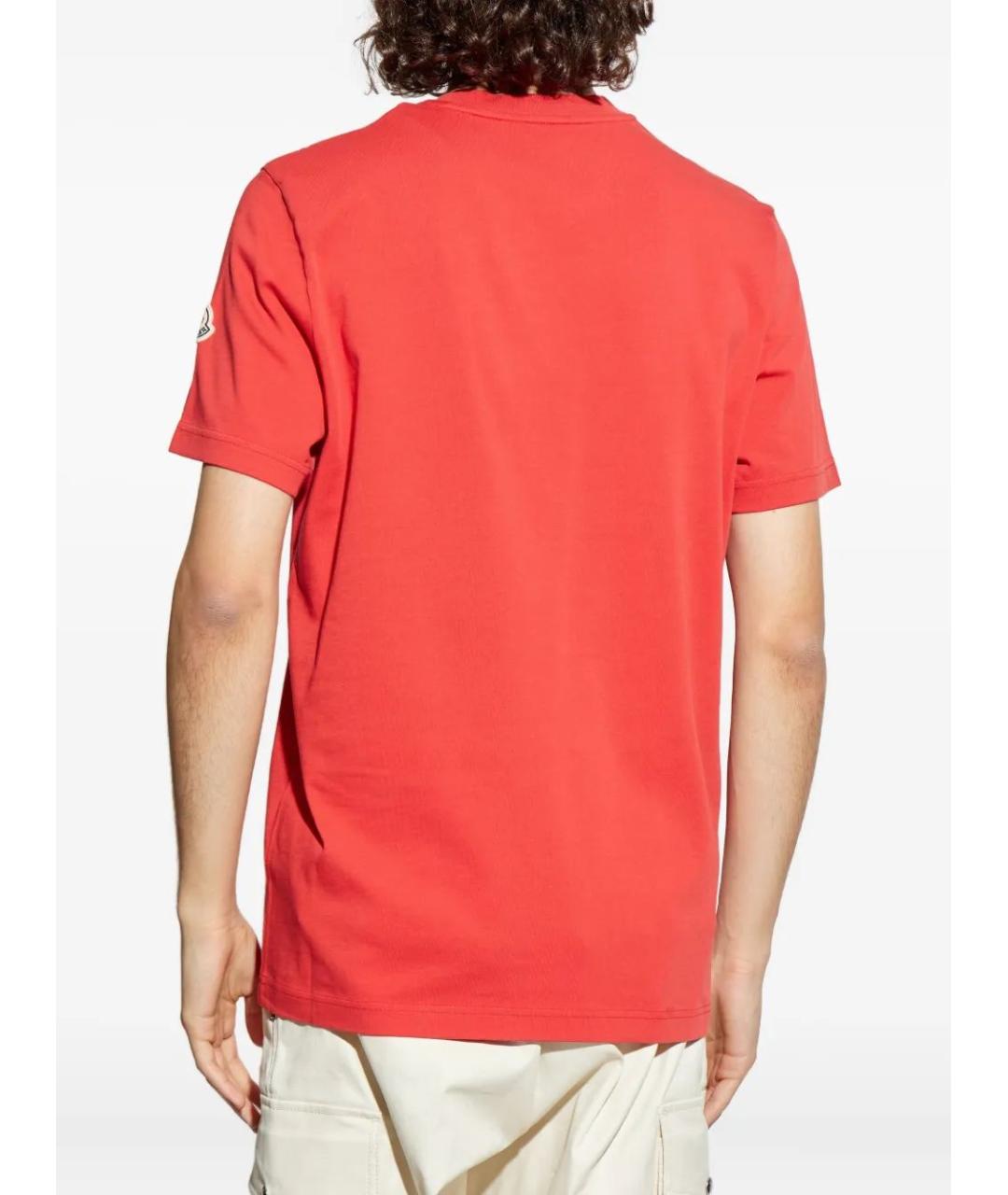 MONCLER Красная хлопковая футболка, фото 3