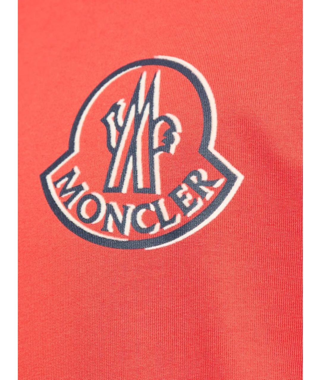 MONCLER Красная хлопковая футболка, фото 4