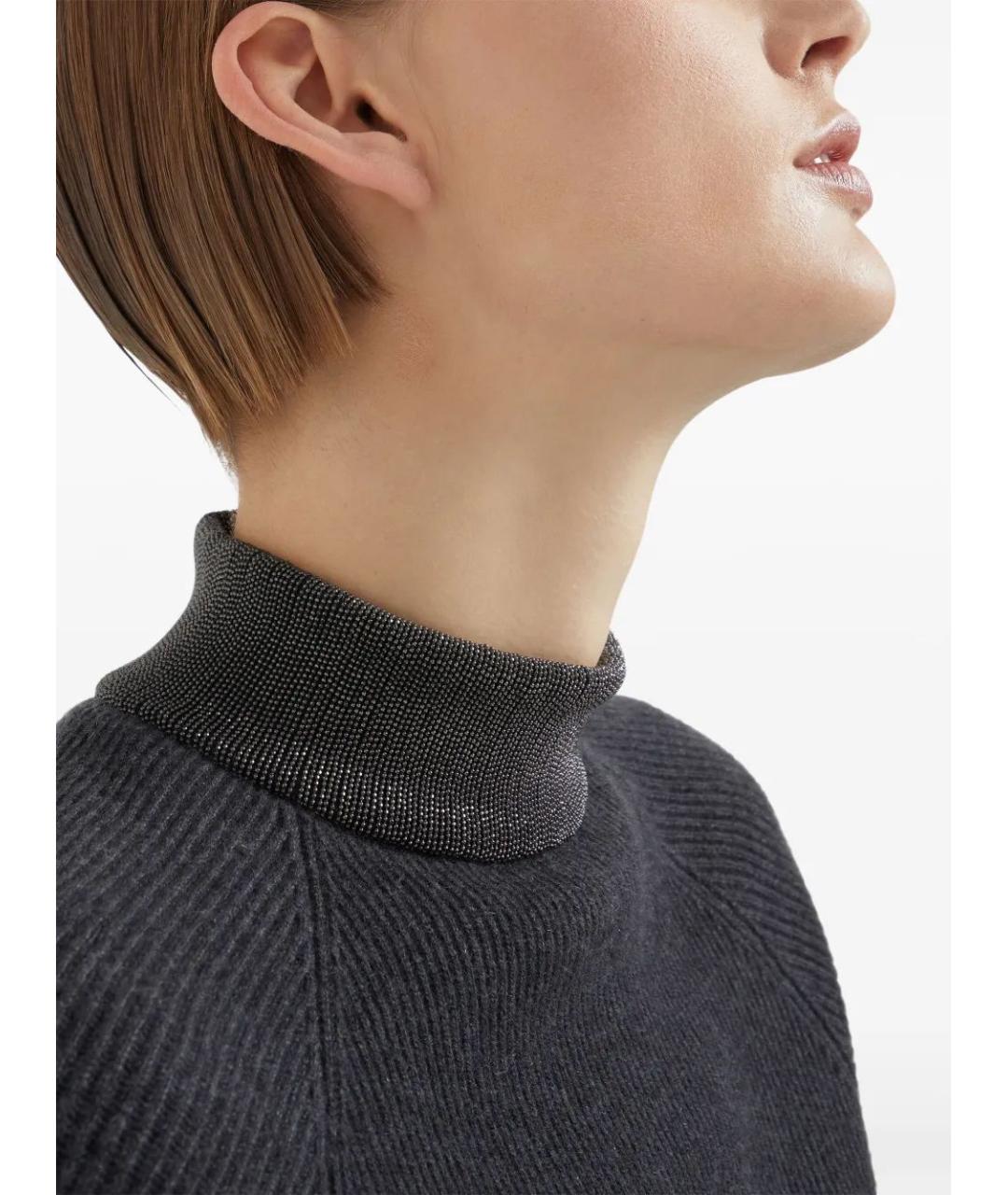 BRUNELLO CUCINELLI Антрацитовая кашемировая водолазка, фото 4