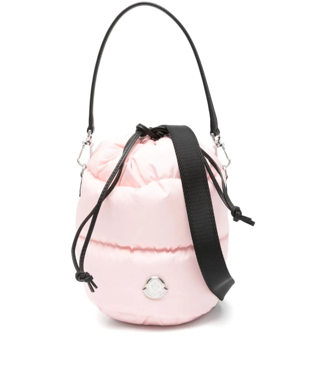 MONCLER Розовая синтетическая сумка с короткими ручками, фото 1