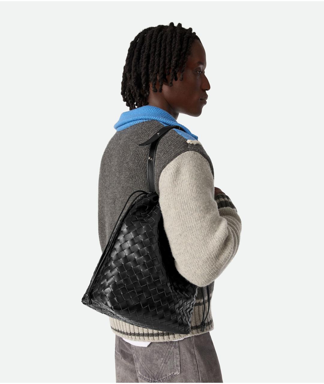 BOTTEGA VENETA Черная кожаная сумка на плечо, фото 2