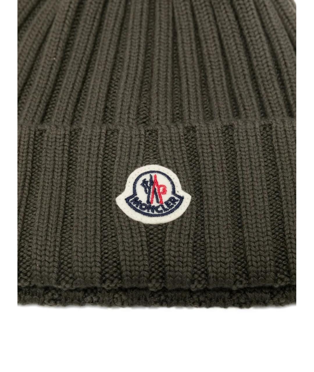 MONCLER Зеленая шерстяная шапка, фото 3