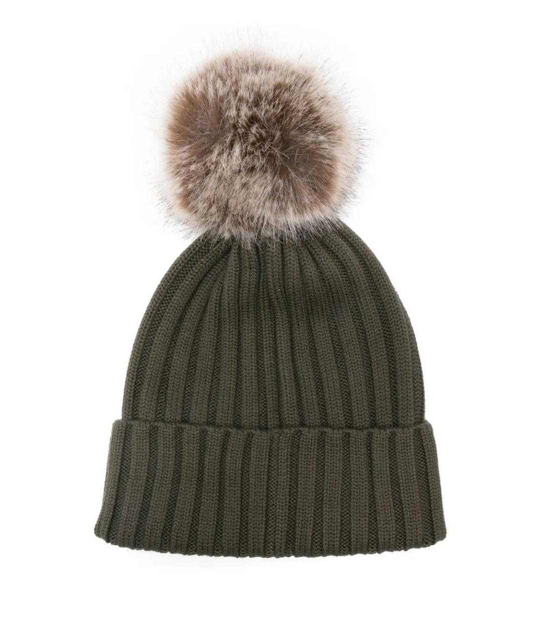 MONCLER Зеленая шерстяная шапка, фото 2