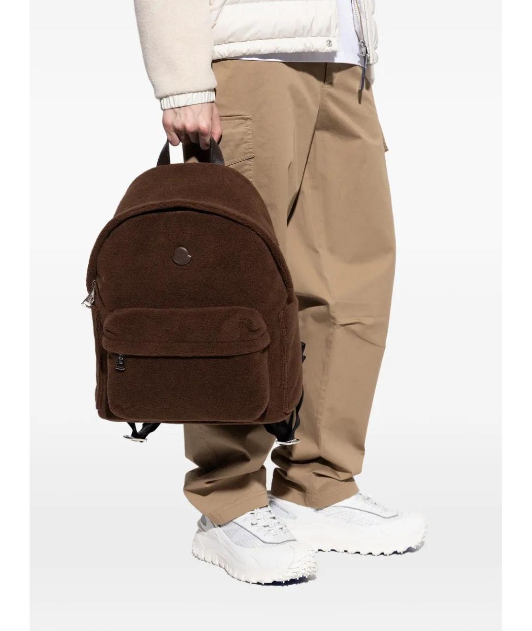 MONCLER Коричневый синтетический рюкзак, фото 2