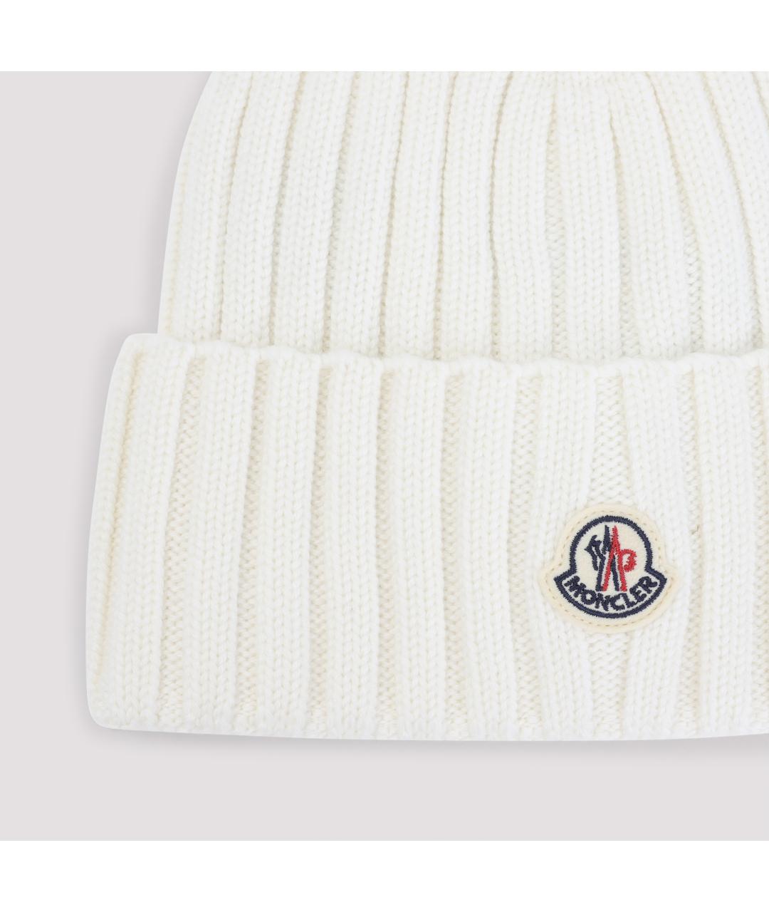 MONCLER Белая шерстяная шапка, фото 4