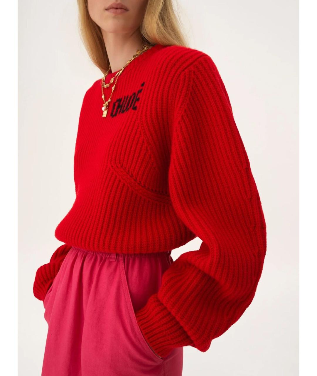 CHLOE Красный шерстяной джемпер / свитер, фото 3
