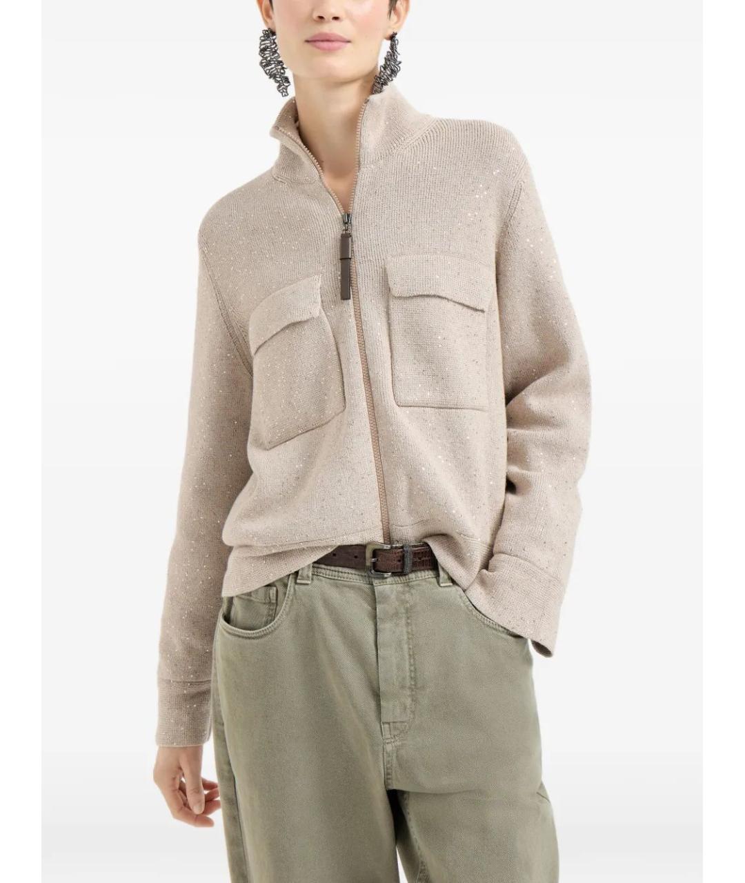 BRUNELLO CUCINELLI Бежевый кардиган, фото 3