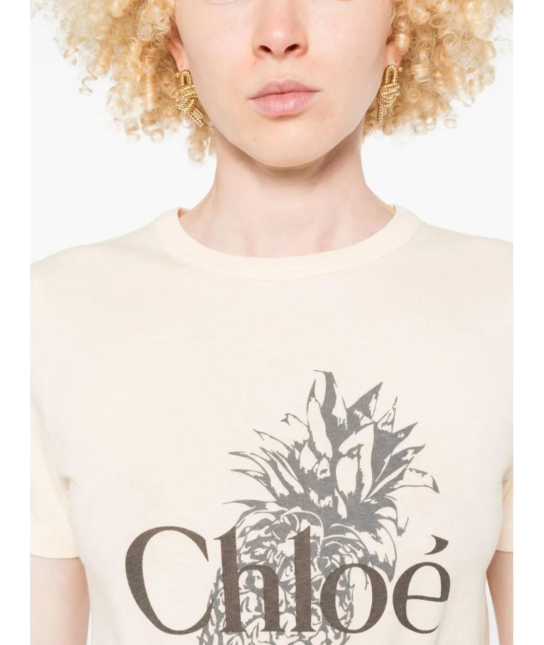 CHLOE Бежевая хлопковая футболка, фото 5