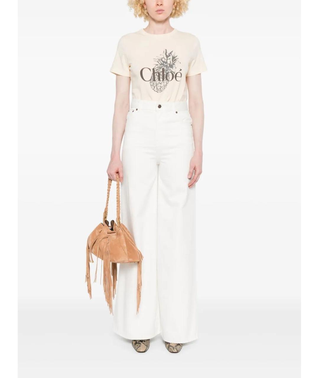 CHLOE Бежевая хлопковая футболка, фото 2