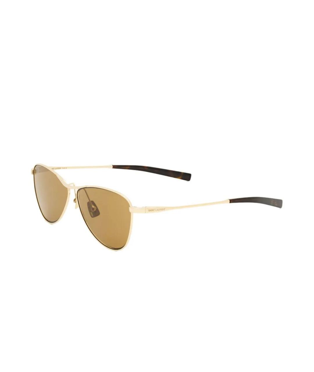 SAINT LAURENT Золотые металлические солнцезащитные очки, фото 1
