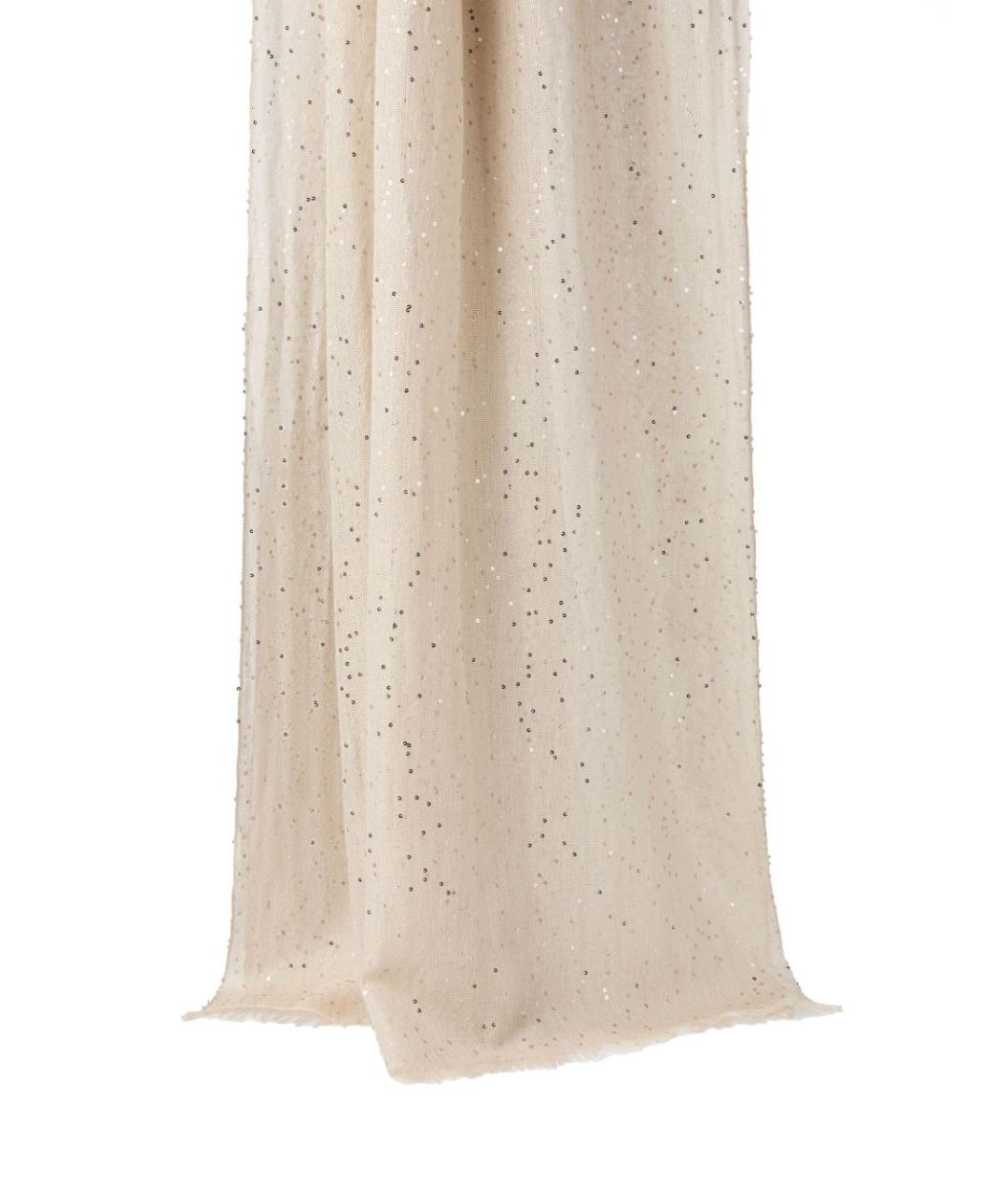 BRUNELLO CUCINELLI Бежевый кашемировый шарф, фото 2