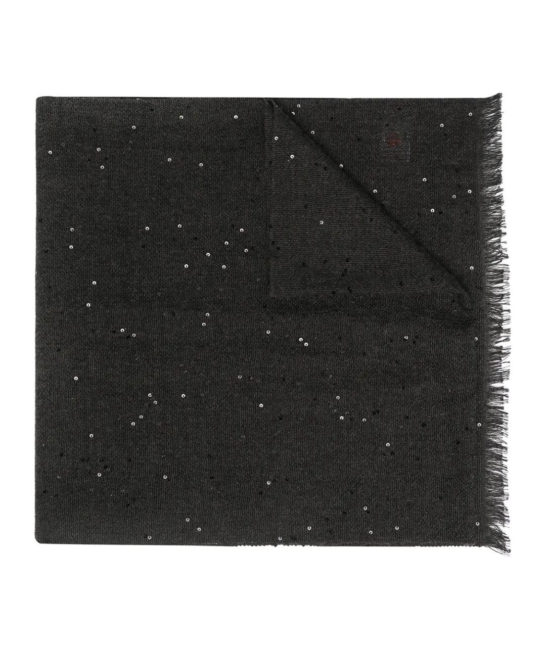 BRUNELLO CUCINELLI Черный кашемировый шарф, фото 1