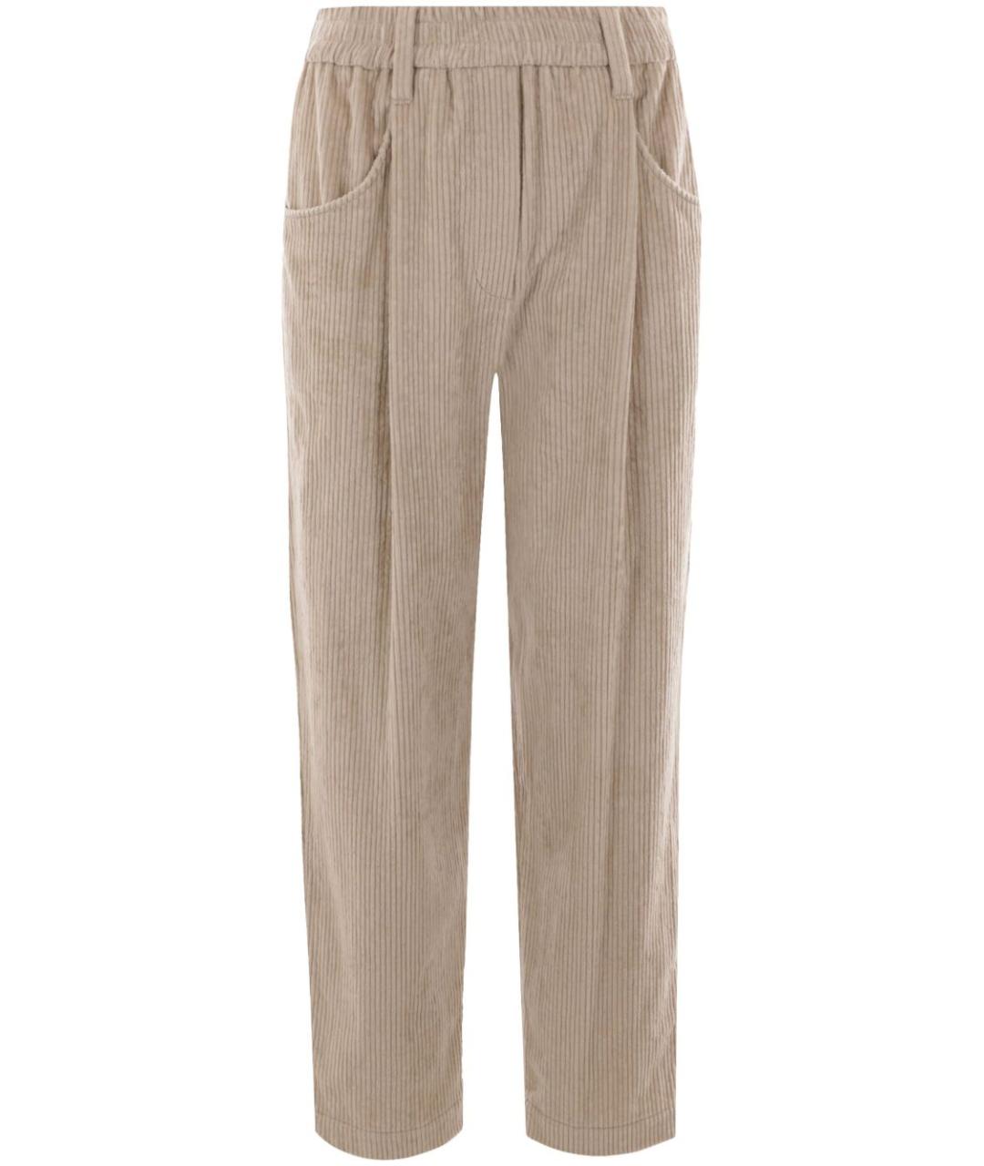 BRUNELLO CUCINELLI Бежевые хлопковые прямые брюки, фото 1