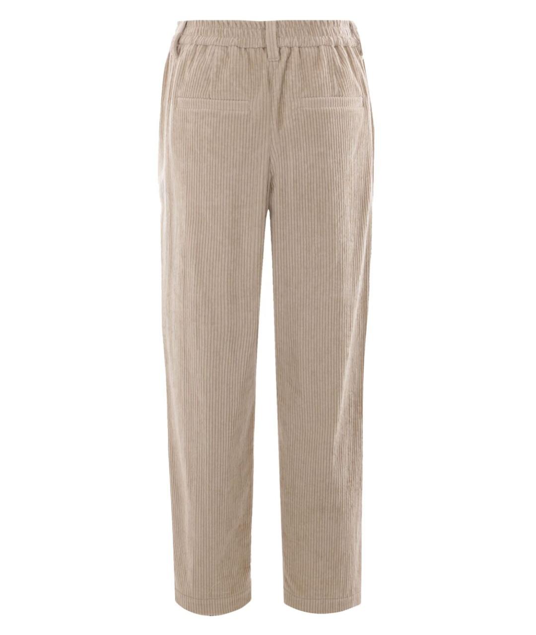 BRUNELLO CUCINELLI Бежевые хлопковые прямые брюки, фото 4