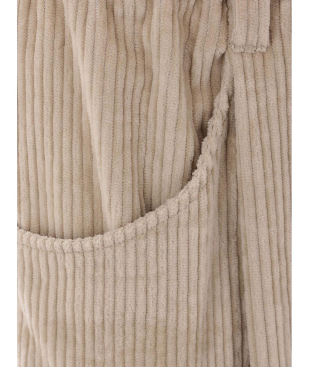 BRUNELLO CUCINELLI Бежевые хлопковые прямые брюки, фото 3