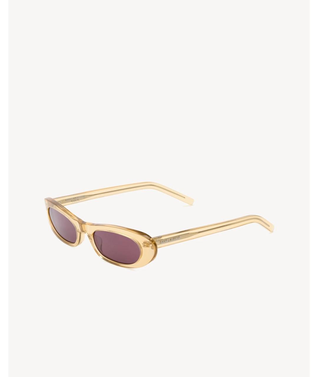 SAINT LAURENT Золотые пластиковые солнцезащитные очки, фото 1