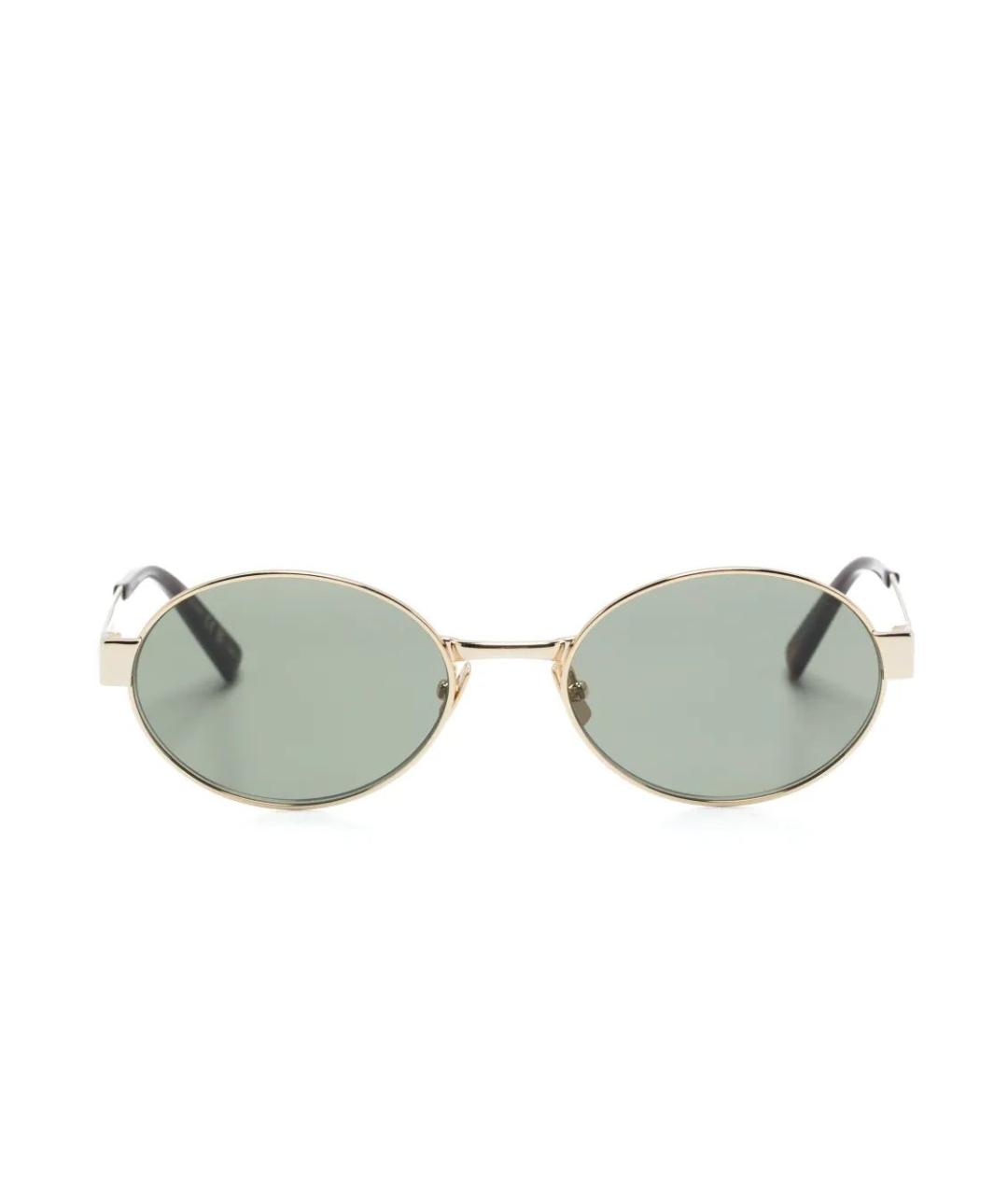 SAINT LAURENT Золотые металлические солнцезащитные очки, фото 2
