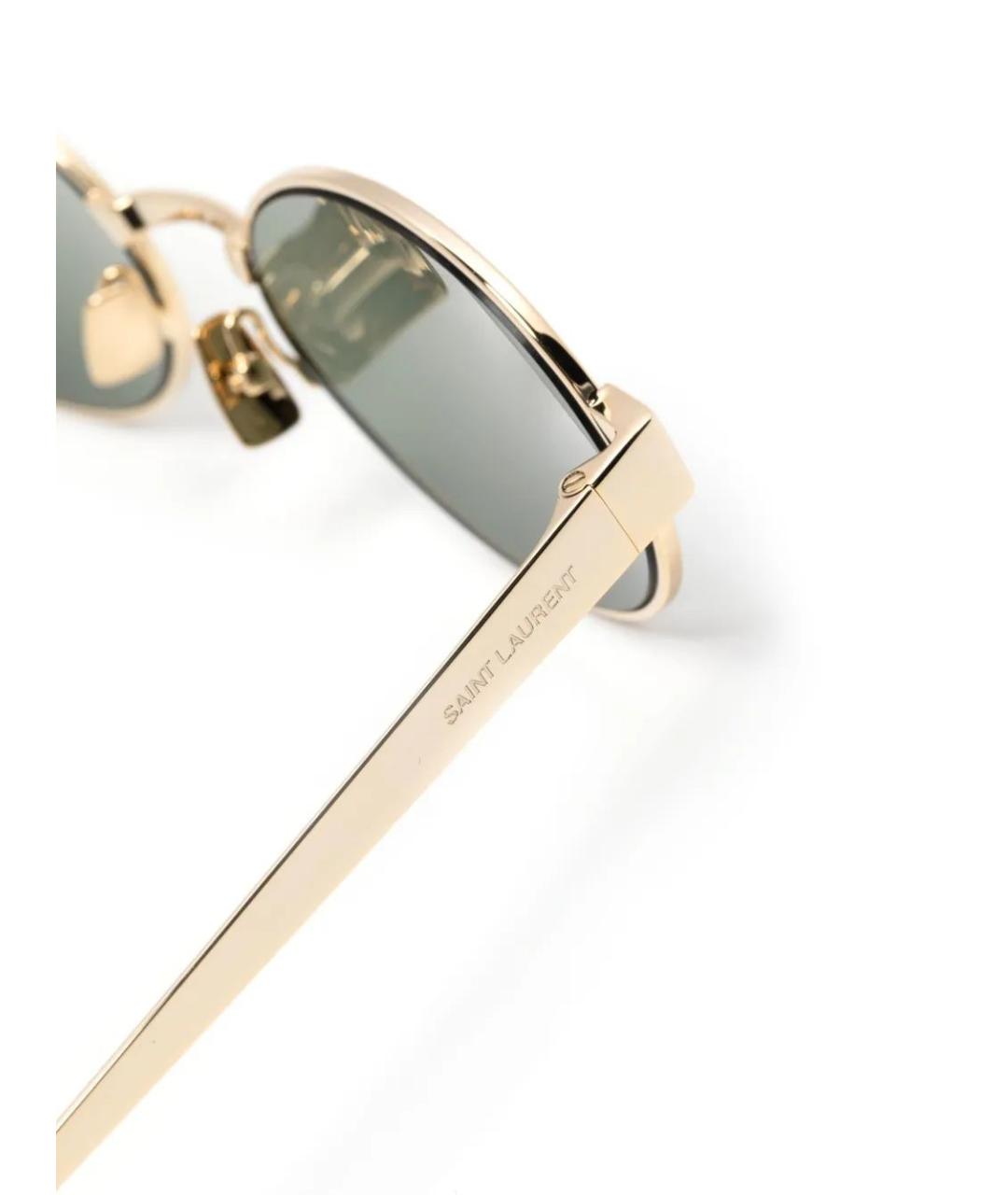 SAINT LAURENT Золотые металлические солнцезащитные очки, фото 3