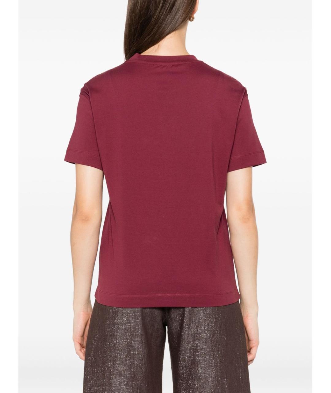 BRUNELLO CUCINELLI Бордовая хлопковая футболка, фото 4