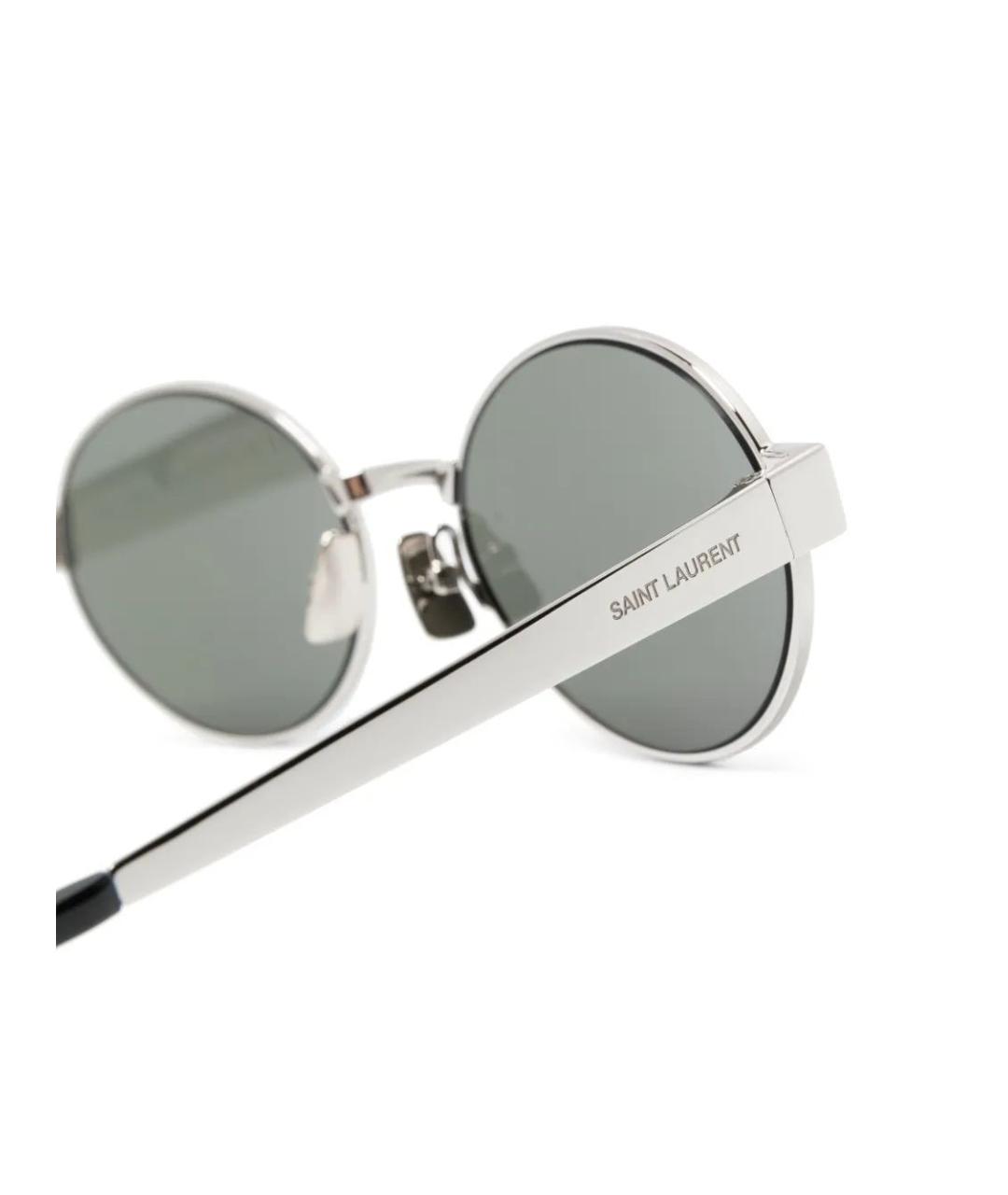 SAINT LAURENT Черные металлические солнцезащитные очки, фото 3