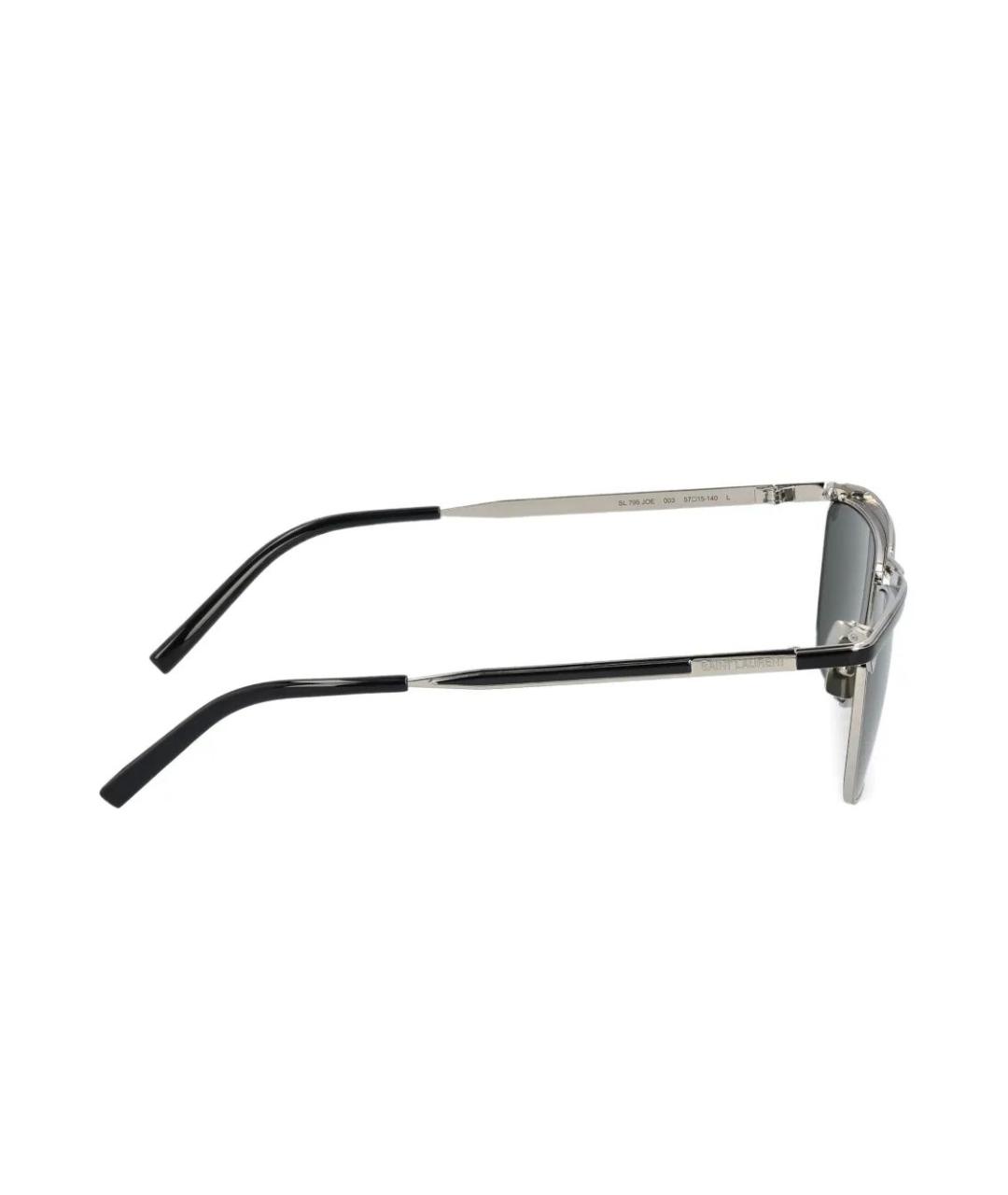SAINT LAURENT Черные металлические солнцезащитные очки, фото 3