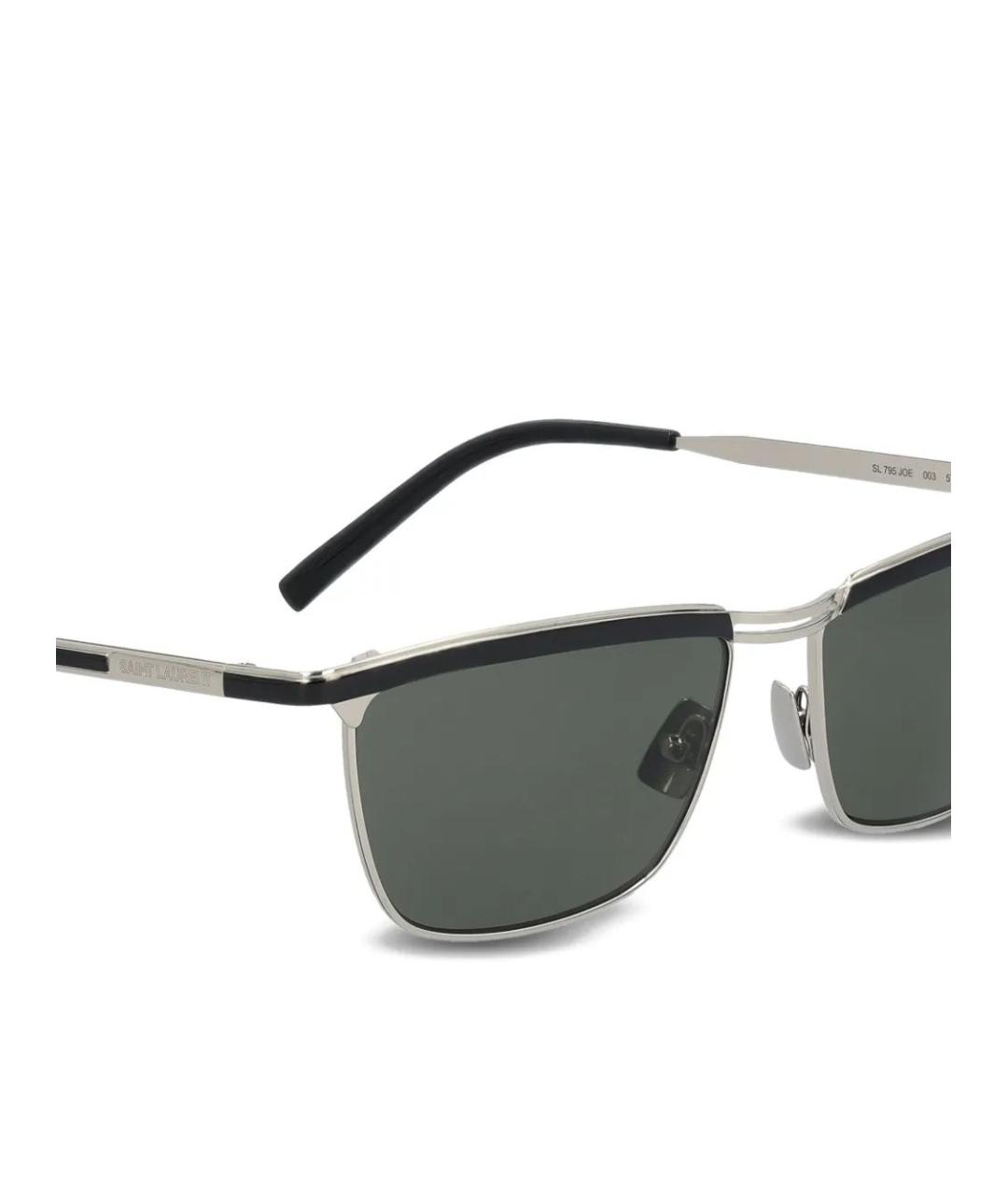 SAINT LAURENT Черные металлические солнцезащитные очки, фото 4