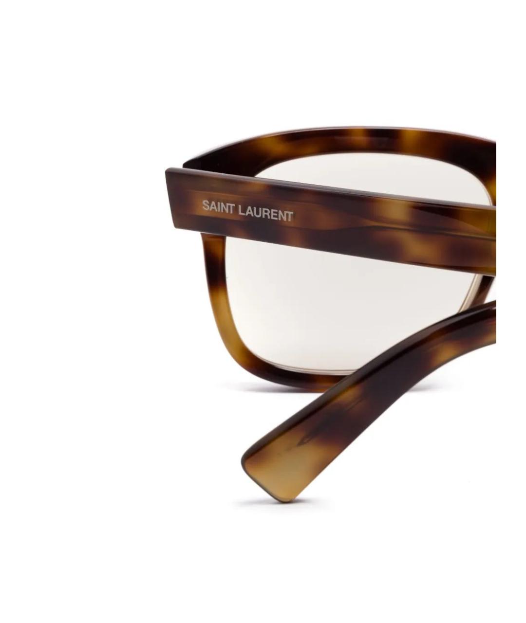 SAINT LAURENT Коричневые пластиковые солнцезащитные очки, фото 3