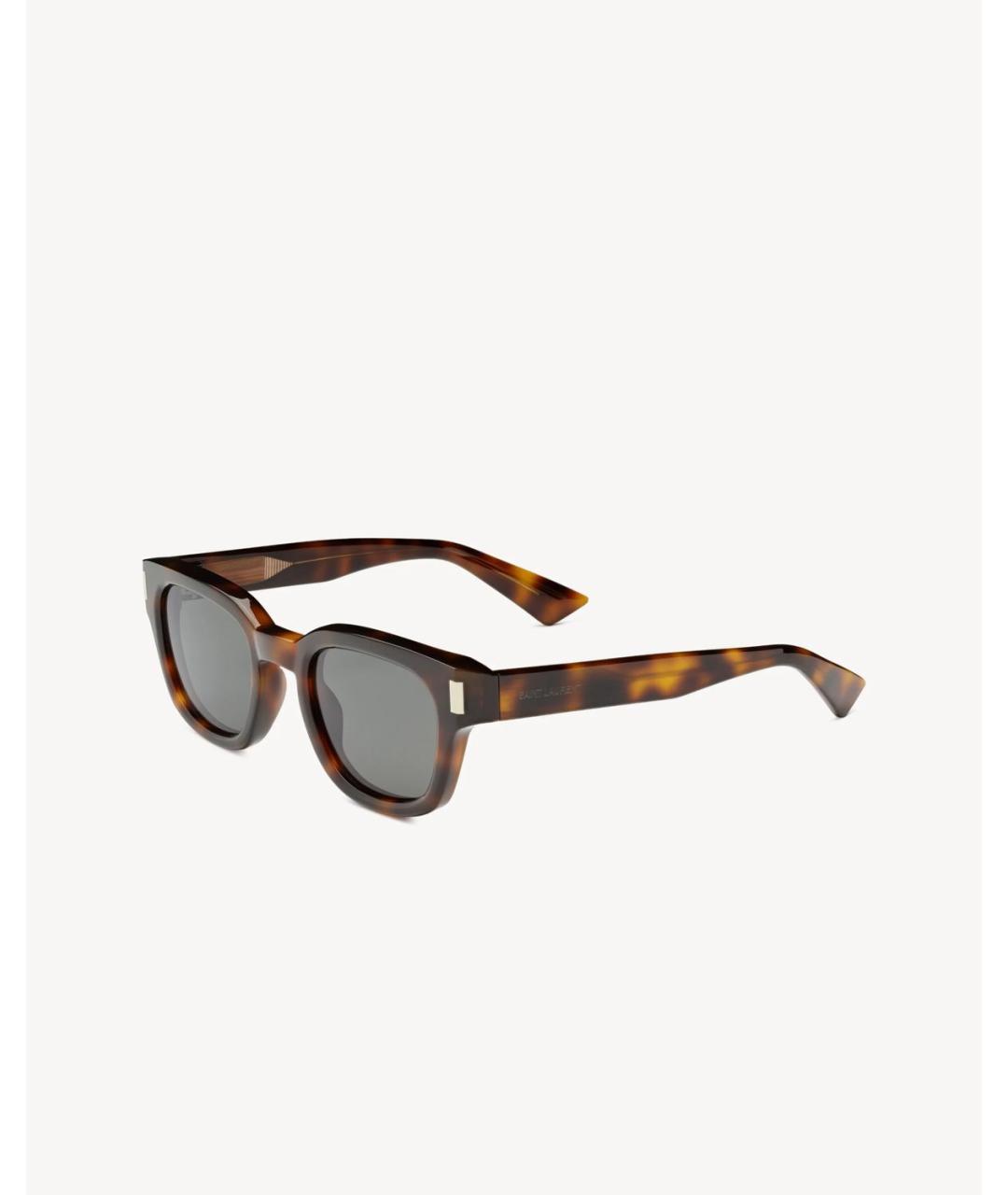 SAINT LAURENT Коричневые пластиковые солнцезащитные очки, фото 3