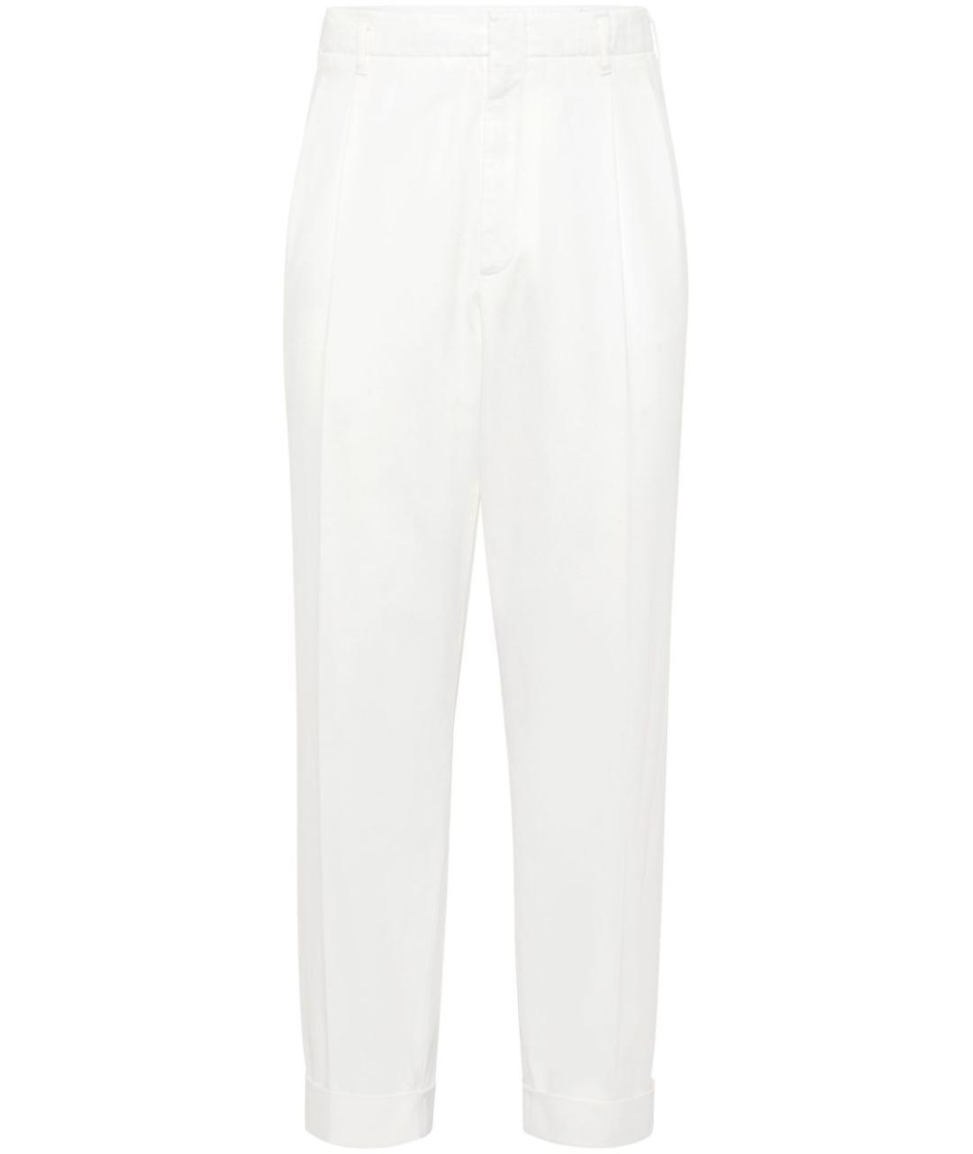 BRUNELLO CUCINELLI Белые хлопковые повседневные брюки, фото 1