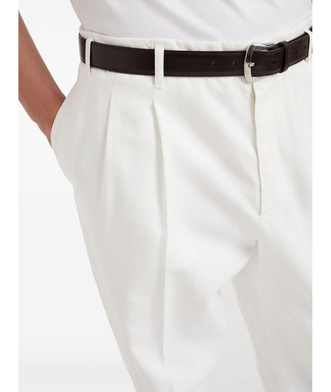 BRUNELLO CUCINELLI Белые хлопковые повседневные брюки, фото 5