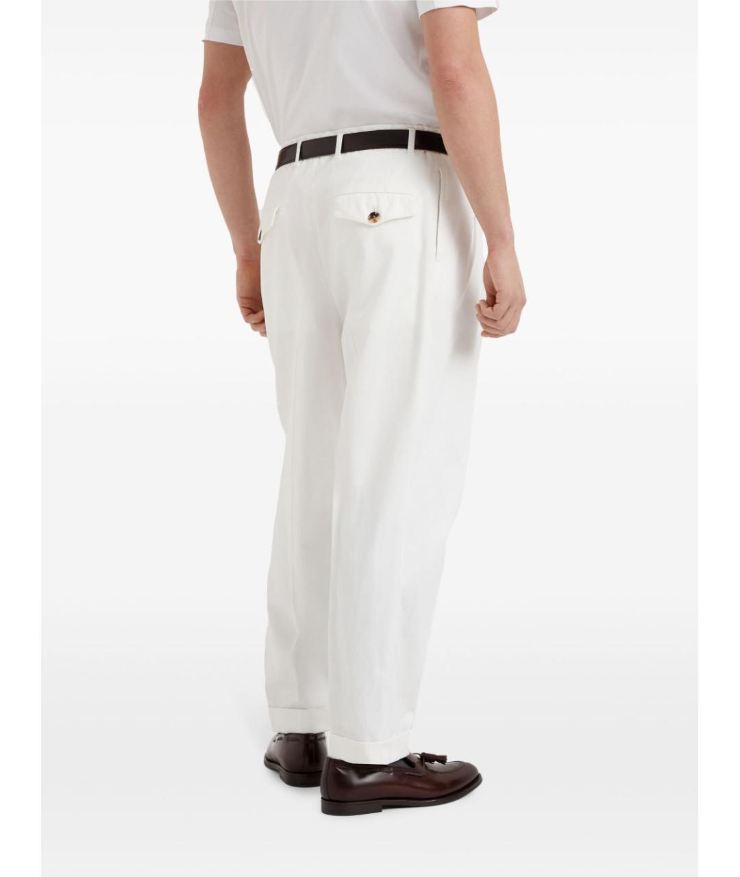BRUNELLO CUCINELLI Белые хлопковые повседневные брюки, фото 2