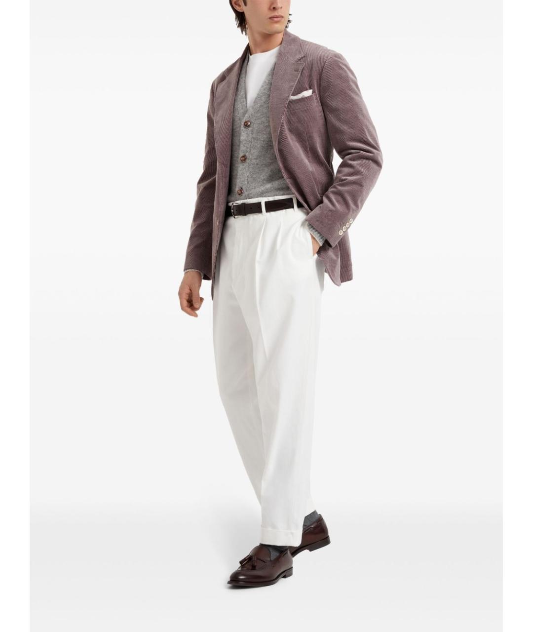 BRUNELLO CUCINELLI Белые хлопковые повседневные брюки, фото 3