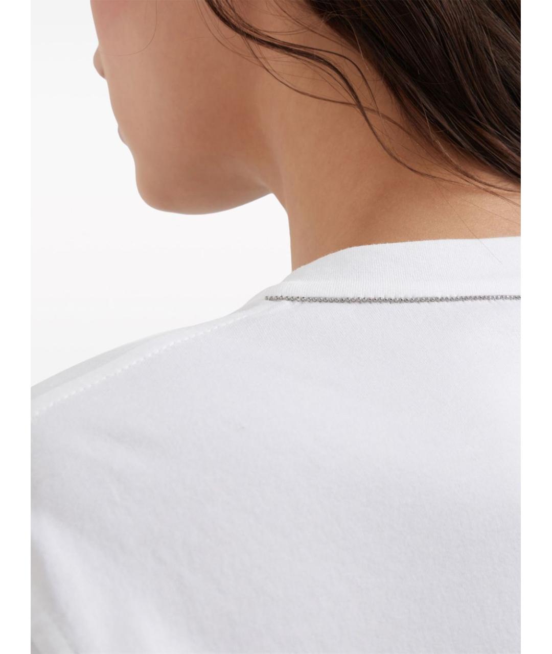 BRUNELLO CUCINELLI Белая хлопковая футболка, фото 3