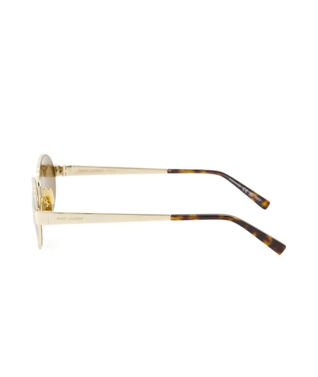 SAINT LAURENT Золотые металлические солнцезащитные очки, фото 3