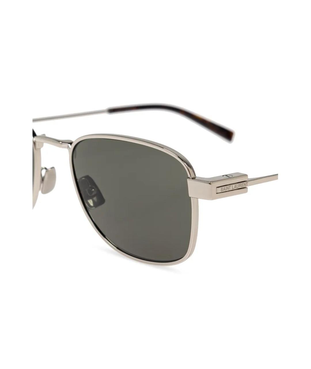 SAINT LAURENT Черные металлические солнцезащитные очки, фото 4
