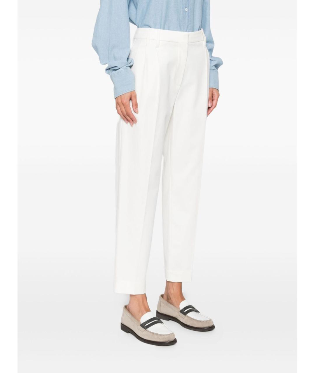 BRUNELLO CUCINELLI Белые хлопковые прямые брюки, фото 2