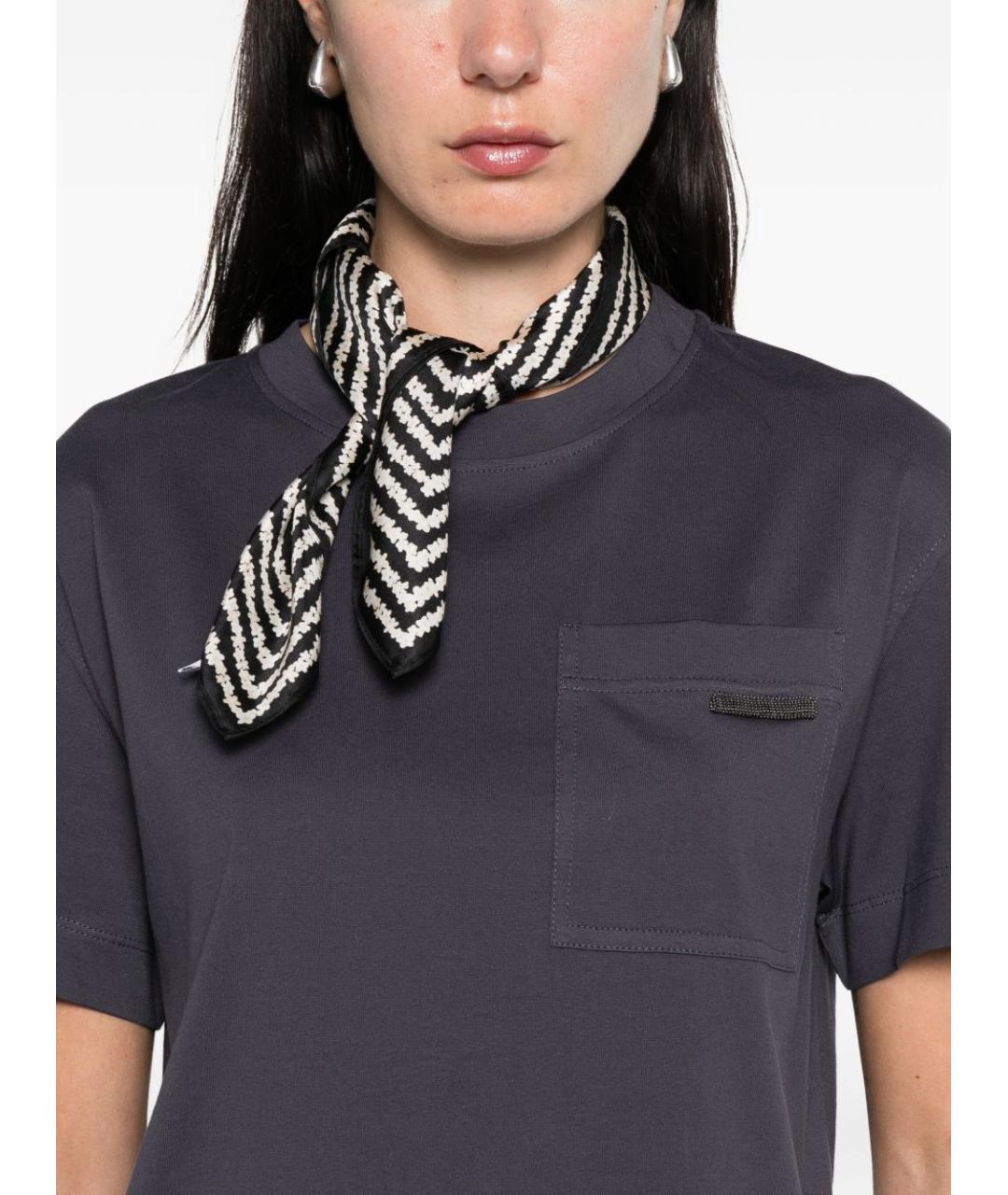 BRUNELLO CUCINELLI Серая хлопковая футболка, фото 2