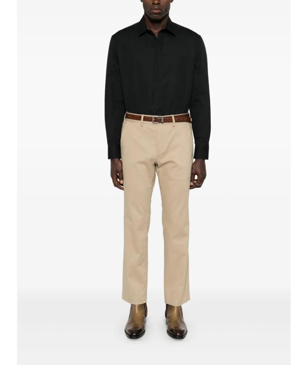 SAINT LAURENT Бежевые хлопковые повседневные брюки, фото 2