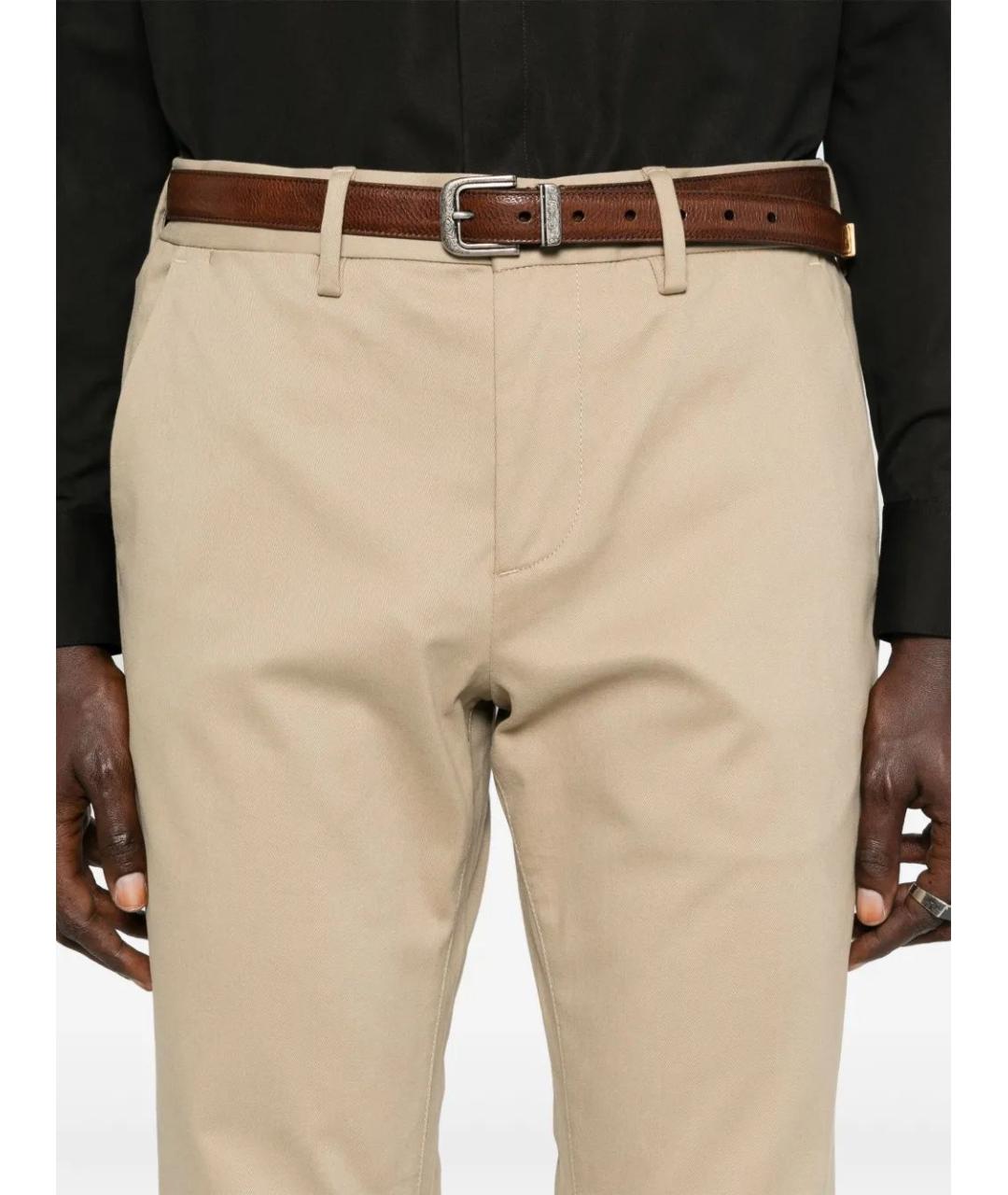 SAINT LAURENT Бежевые хлопковые повседневные брюки, фото 5