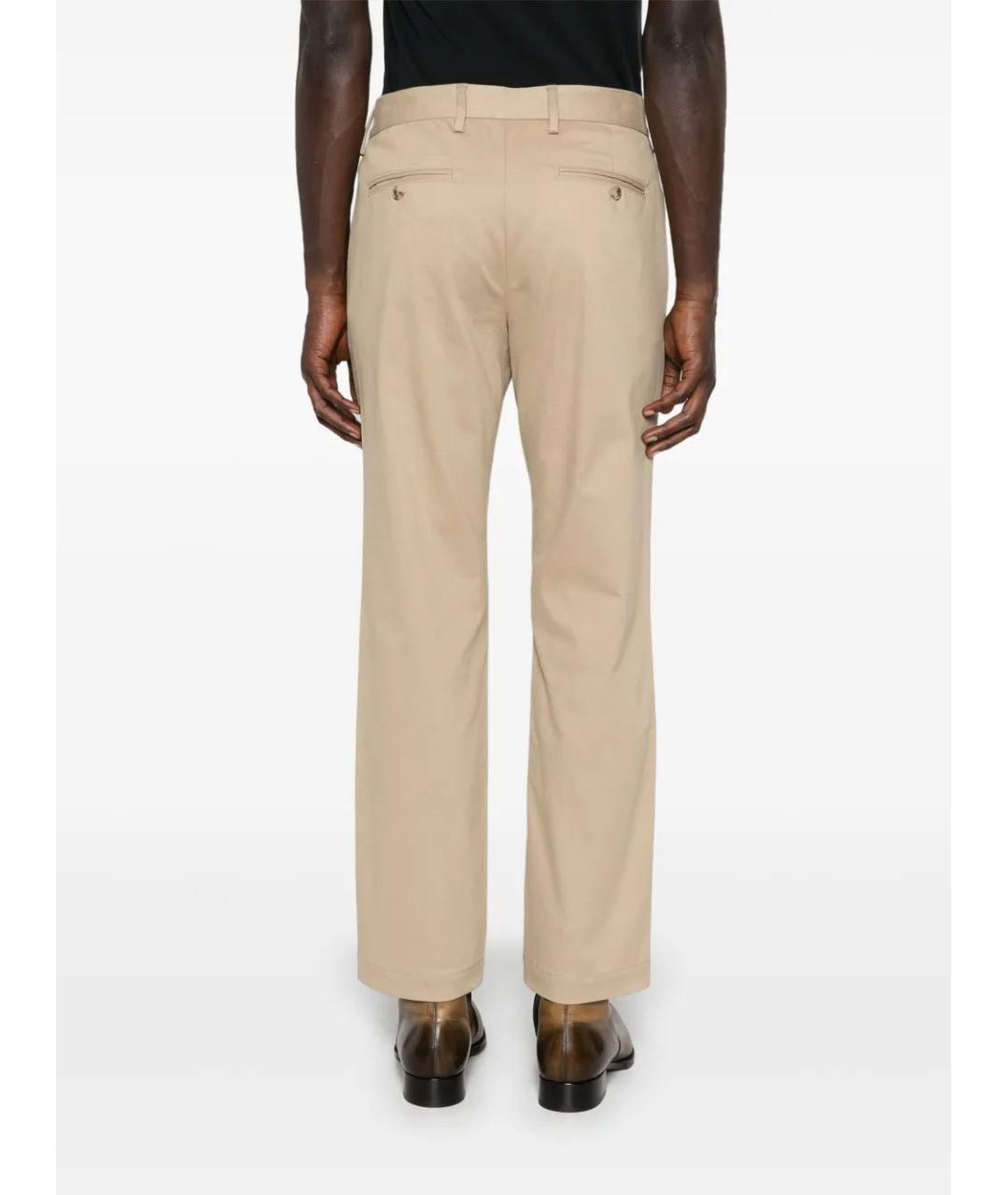 SAINT LAURENT Бежевые хлопковые повседневные брюки, фото 4