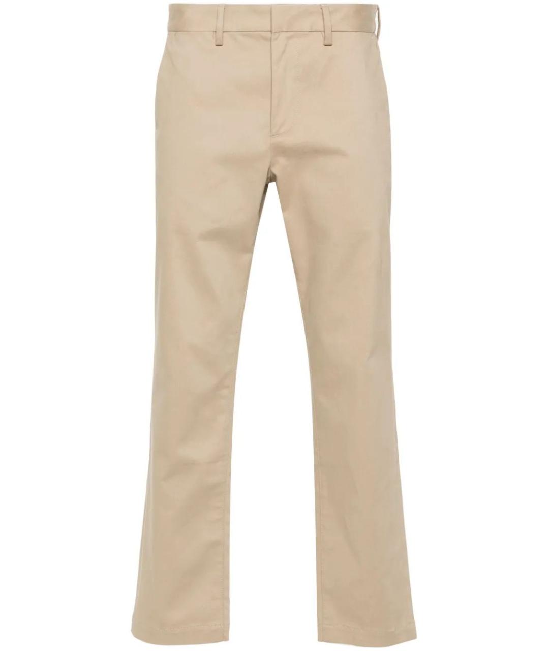 SAINT LAURENT Бежевые хлопковые повседневные брюки, фото 1