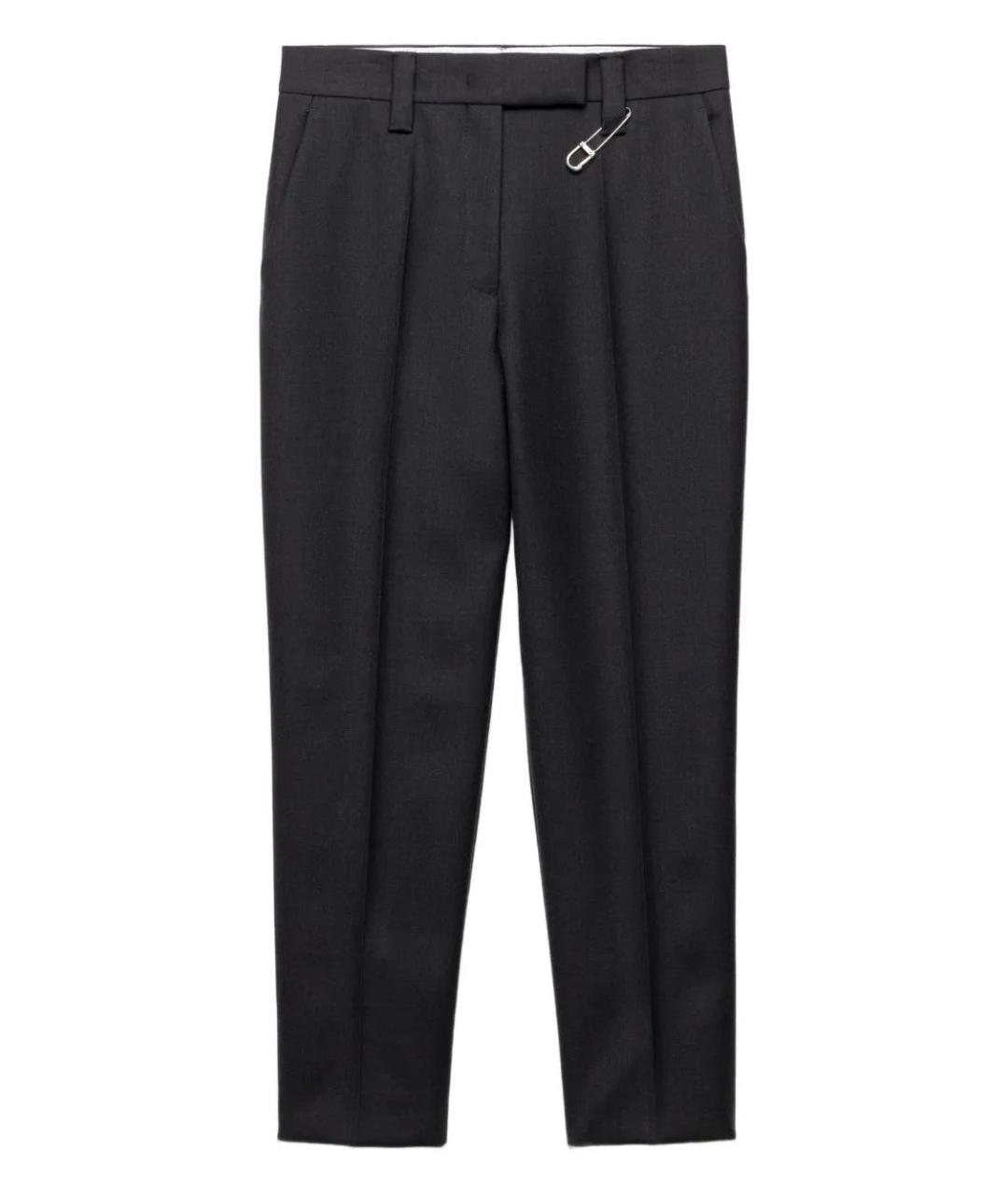 PRADA Антрацитовые шерстяные прямые брюки, фото 1