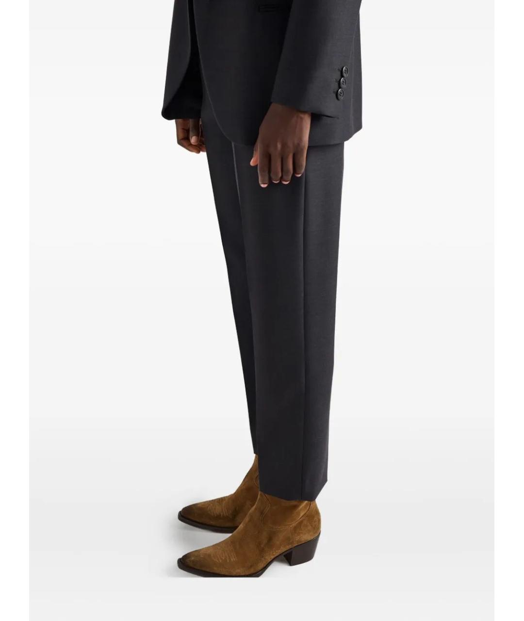 PRADA Антрацитовые шерстяные прямые брюки, фото 4